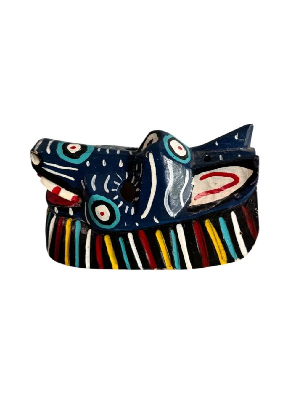 Mayan Dance Of The Animals Wood Mask Hand Painted Folk Art Wall Hanging 6 1/2" - Picture 6 of 6